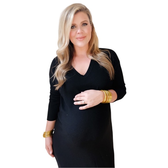 GAP Maternity Black Long Sleeve V-Neck Dress - Picture 5 of 6